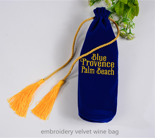 embroidery velvet wine bag with tassels