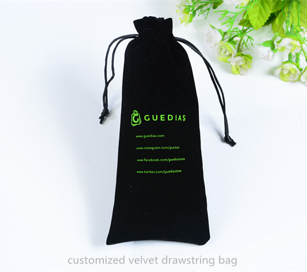 customized black velvet drawstring bag
