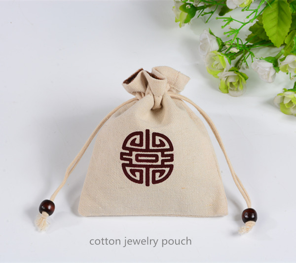 cotton jewelry pouch with velvet lining