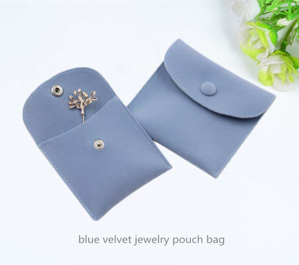 .blue velvet jewelry pouch bag for rings, pendant