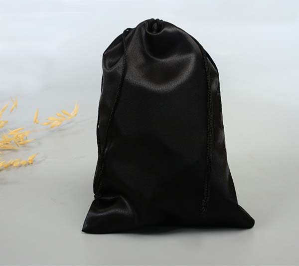 plain black satin pouch 