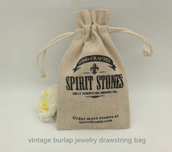 vintage burlap jewelry gift pouch