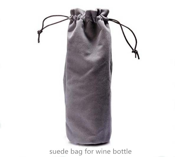 Suede bag for wine bottle 