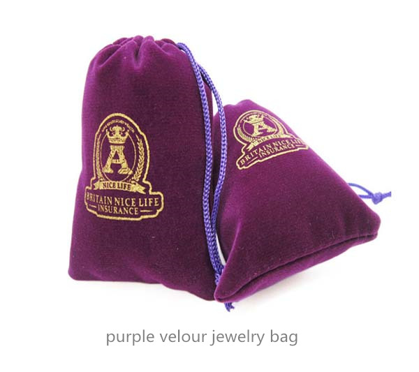 purple velour drawstring bag for jewelry