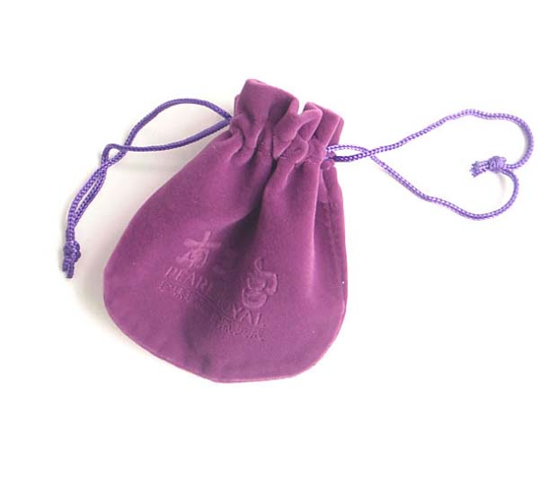 purple velvet jewelry bag with round bottom