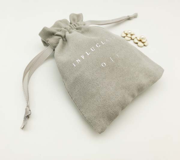 grey suede jewelry drawstring bag  