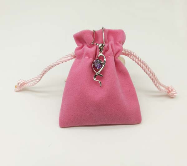 Pink Jewelry Velvet Drawstring Pouch Bag
