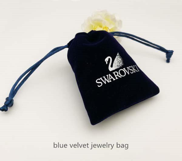 Blue Swarovski velvet jewelry bag