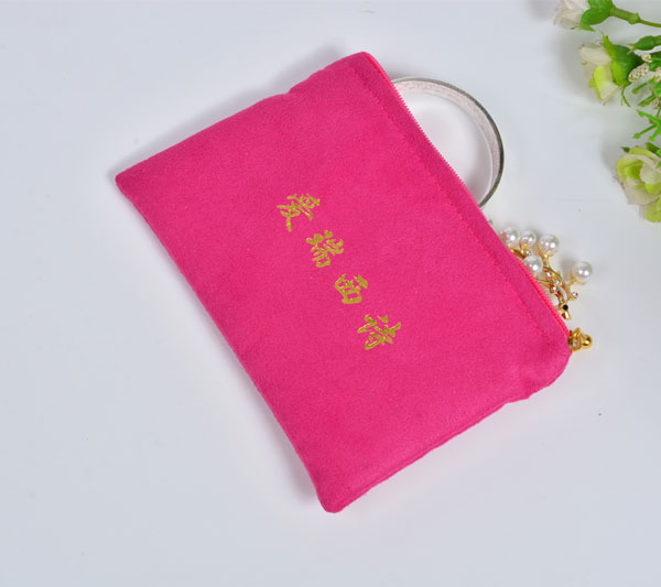 Suede satin zipper pouch for jewelries cosmetics