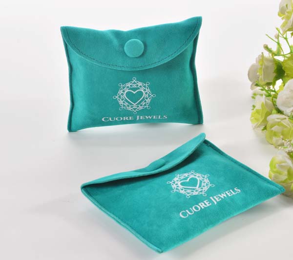 Tiffany Blue Velvet Jewelry Pouch with Button 