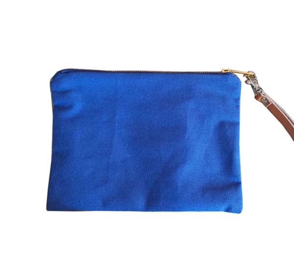blue canvas zipper pouch