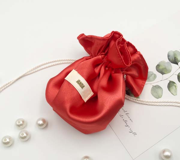 Red Satin Jewellery Bag with Round Bottom 