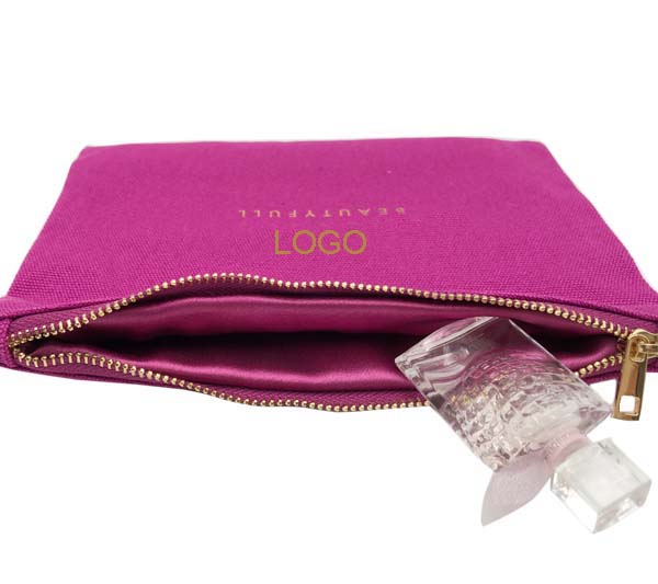 Canvas Makeup Pouch with Satin Lining 