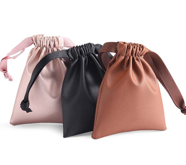 Small Leather Drawstring Pouch 