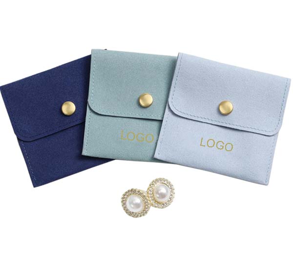 microfiber jewelry pouches with gold button