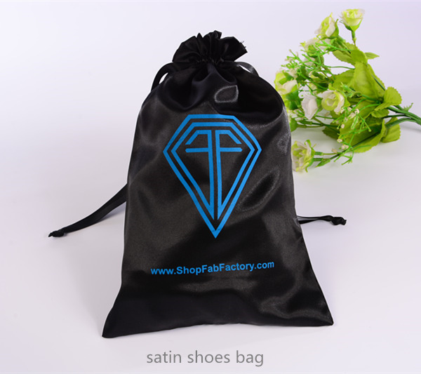 black satin drawstring shoes bag