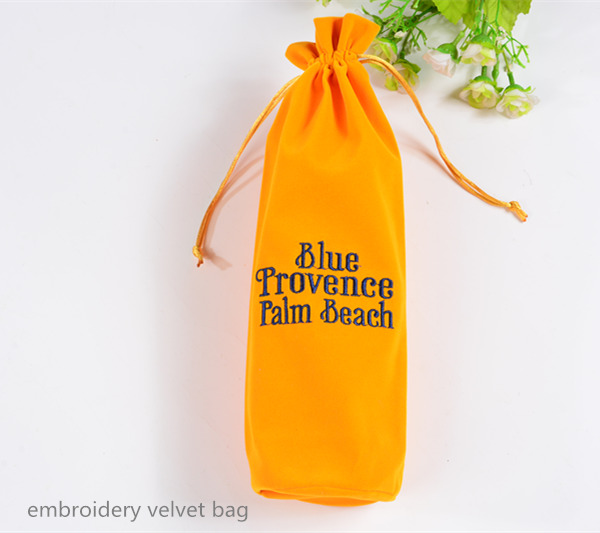 embroidery velvet drawstring bag