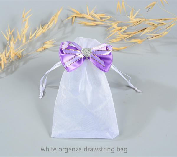 white organza drawstring bag