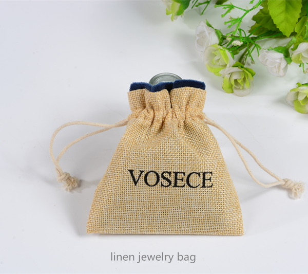 linen jewelry bag with velvet inside