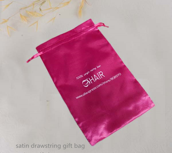 rose red satin drawstring gift bag