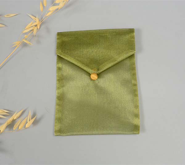 organza envelope gift bag with button closure