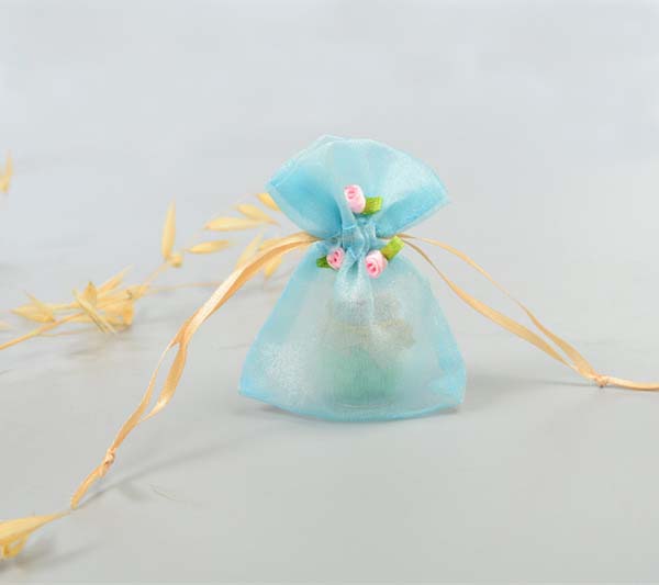 organza jewelry bag with flower drawstring