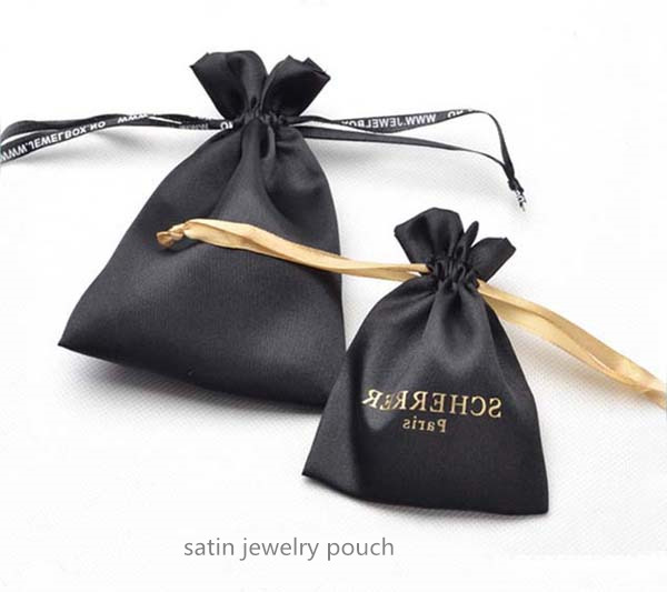 black satin jewelry pouch