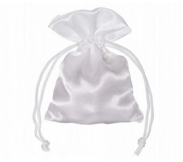 blank white satin gift pouch