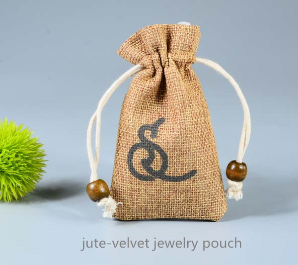 double layers jute jewelry pouch
