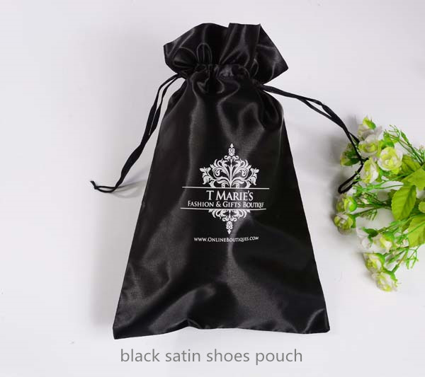 black satin shoes pouch