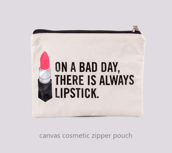 canvas make up zipper pouch, canvas cosmetic pouch