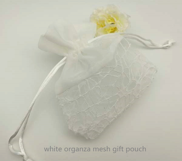 white organza sweet mesh pouch