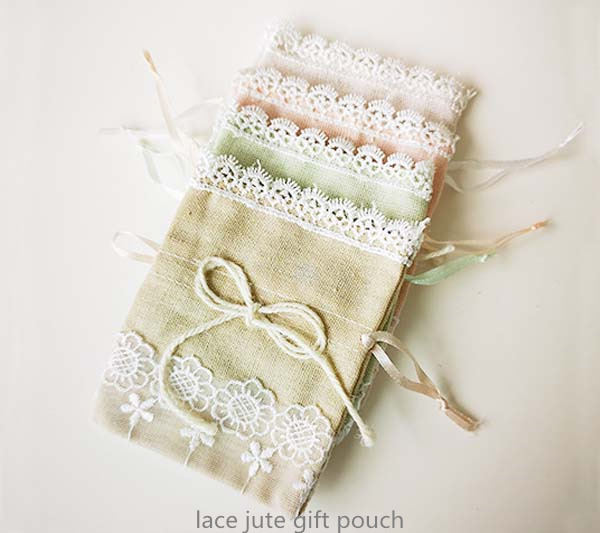 3.5*4.5 inch lace jute gift pouch