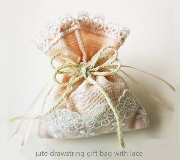 3.5*4.5 inch lace jute gift pouch