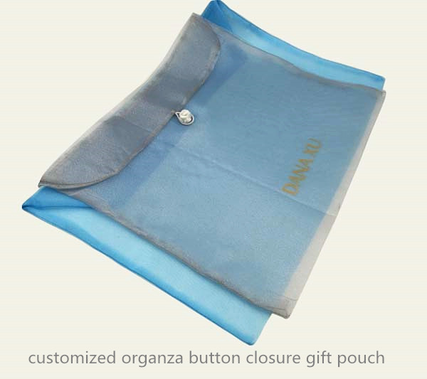 transparent organza button closure snap gift pouch