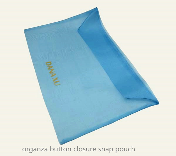 transparent organza button closure snap gift pouch