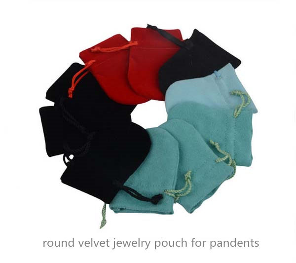 round velvet jewelry pouch for pandents, earrings,rings