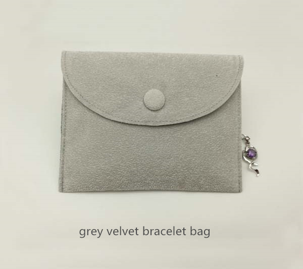 grey velvet bracelet pouch bag