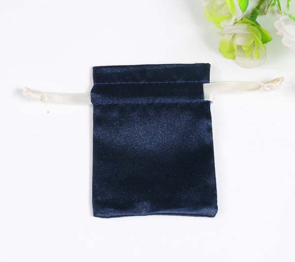 Navy blue satin jewelry bag