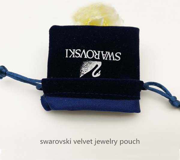 Blue Swarovski velvet jewelry bag