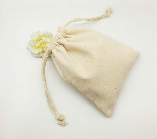 blank cotton drawstring gift pouch logo customized