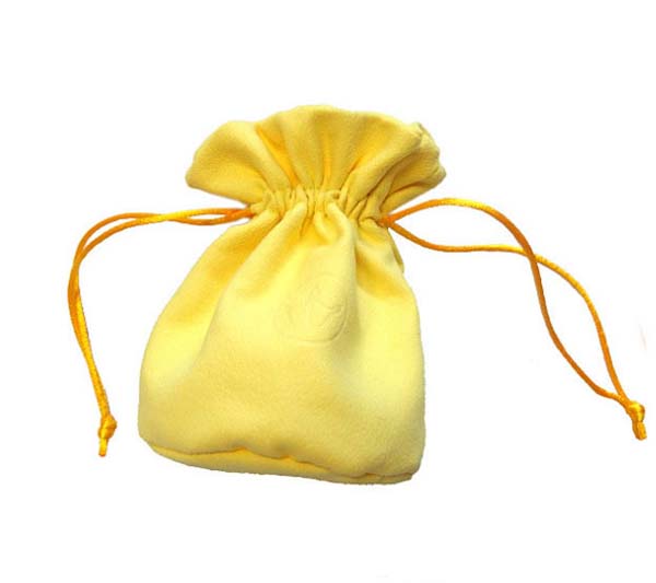 yellow velvet jewelry pouch with standup bottom