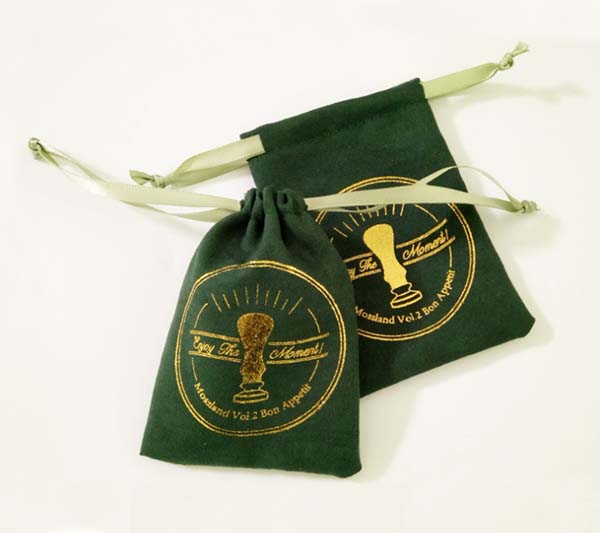 dark green suede gift pouch