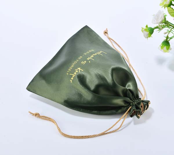 two layers satin gift drawstring bag for underwear package