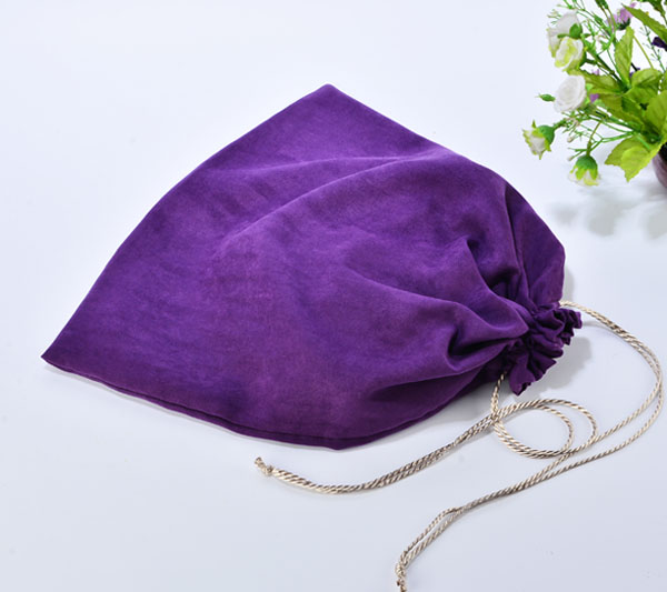 purple suede dust drawstring bag 