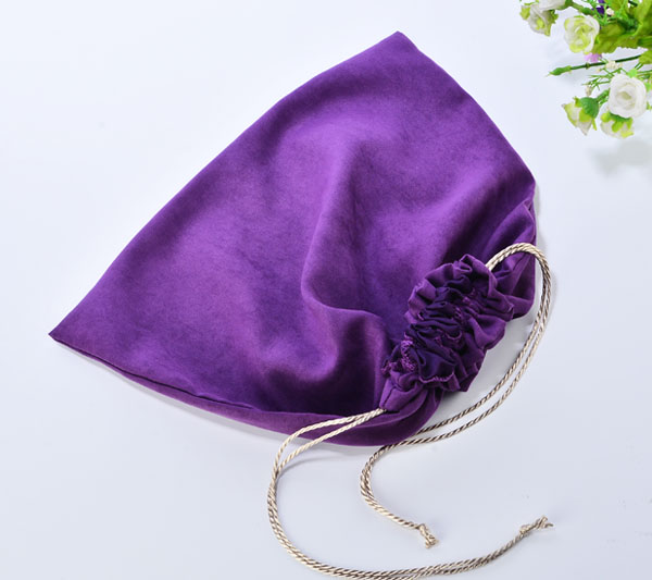 purple suede dust drawstring bag 