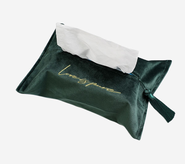 soft and luxury velvet tissue holder pouch