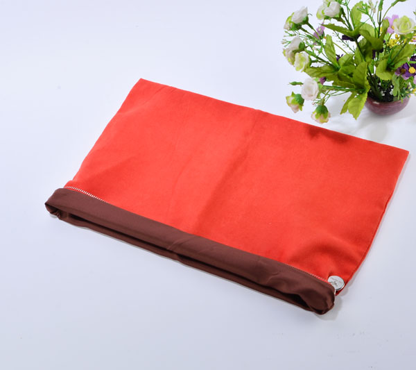 suede satin double layers zipper pouch