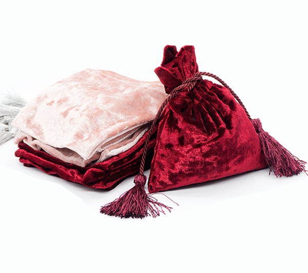 velour velvet gift pouch with tassels drawstring