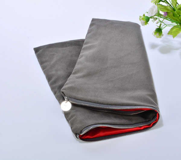 large velvet satin zipper pouch for garment shoes